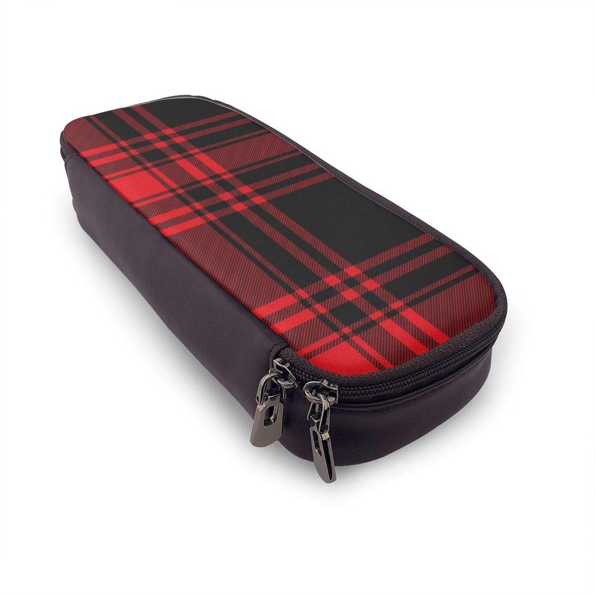 Amazon | ペンケース 筆箱 黒と赤のチェック柄 大容量 軽量 おしゃれ